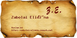 Zabolai Eliána névjegykártya